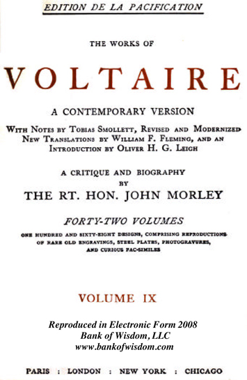 (image for) The Works of Voltaire, Vol. 9 of 42 vols + INDEX volume 43